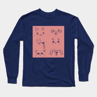 Pet Faces in Different Places Long Sleeve T-Shirt